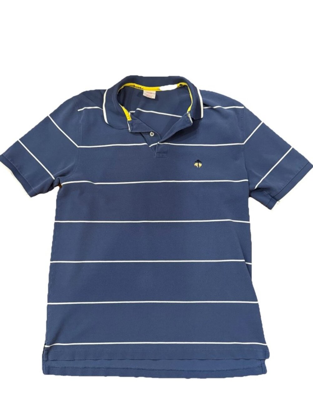 Brooks Brothers Polo Shirt Mens Large Blue Striped Golf Rugby Academia Preppy